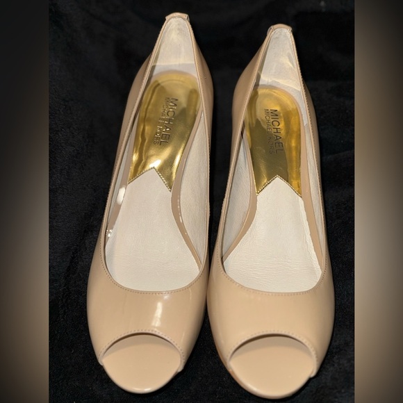 Michael Kors Open Toe Nude Patent Leather Shoes Stiletto Heel New* US Size 8 - Picture 5 of 11